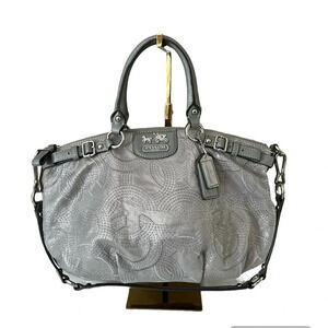 Coach Madison Sophia Silver Stitched OpArt Satchel Leather Bag 18624 Dust Bag